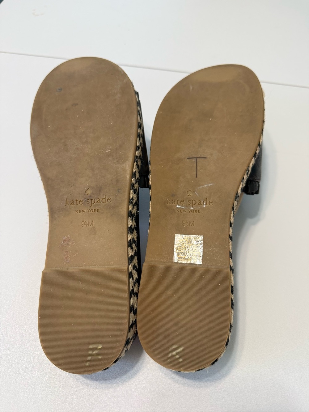 kate Spade Zahara Leather Sandals Black Slide Espadrille Platform Size 9.5 - Picture 12 of 16